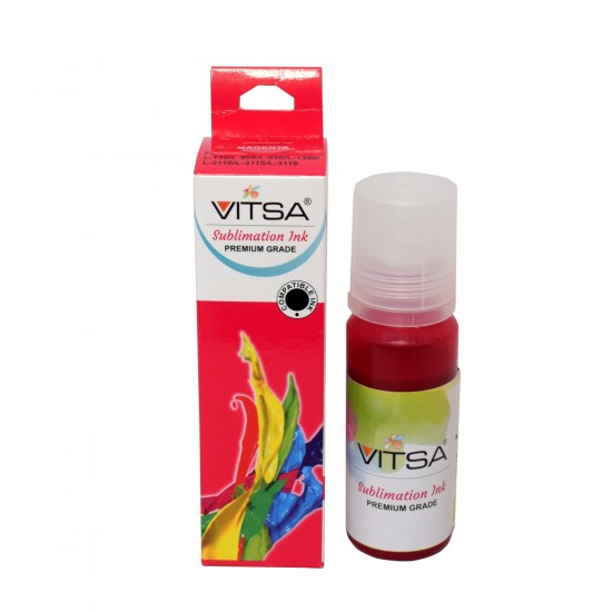 VITSA Sublimation Ink for Epson - Heat Transfer Printing on Mugs, Mobile Cases, Polyester T-Shirts etc for use with Epson 4 Color Printers -70ml Bottle each