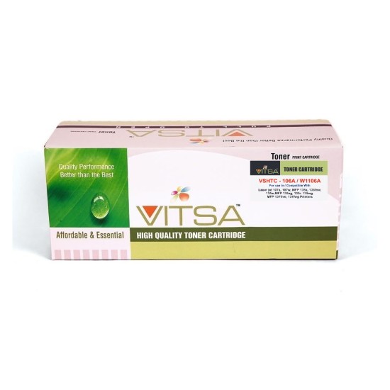 VITSA 106A Black Compatible Laser Toner Cartridge (W1106A) for Laserjet 107a, 107w, MFP 135a, 135fnw, 135w, 135ag, 135r, 135wg,137fnw, 137fwg Printers