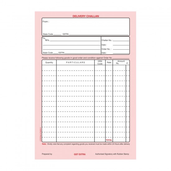 Maruti Delivery Challan Book , Size 135mm X 220mm (100 + 100 + 100 = 300 Sheets) , with Free Carbon Inside (Min. Order 2Pics.)