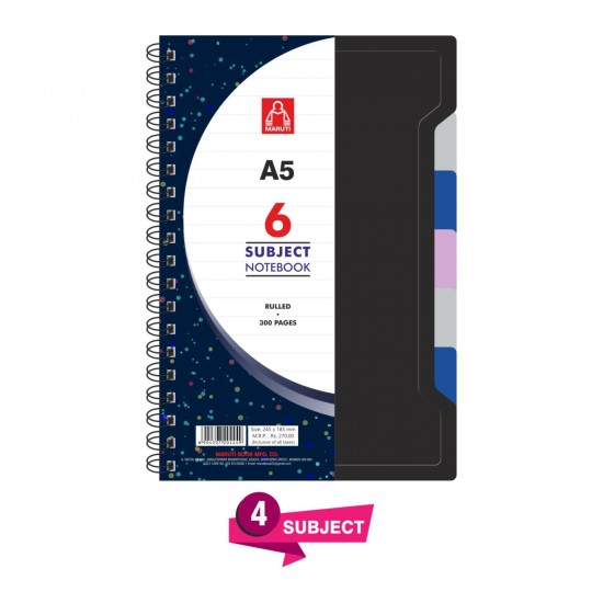 Maruti A/5 Six Subject Note Book No.6 Wiro Binding 300 Pages Size 215mm X 140mm