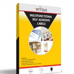VITSA A4 SIZE MULTIFUNCATIONAL SELF ADHESIVE LABELS / STICKER FOR USE IN  (INKJET/LASER/COPIER) PRINTER- 18 LABEL PER SHEET (PACK OF 100 SHEETS)