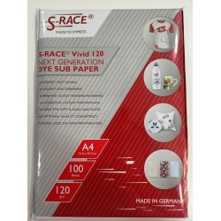 S-RACE Vivid Dye Sublimation Paper 120GSM (A4 Size, 100 Sheets) Instant Dry, Heat Transfer Paper for Mug Printing, Mobile cases, Polyester clothes, T-shirts, Keychains & Other Ceramics | Use Sublimation Ink Only.